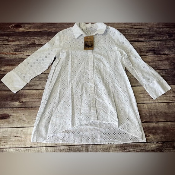 Habitat Clothes to Live in Tunic Top Eyelet Womens Small Button Shirt NEW.   38 - Picture 1 of 4